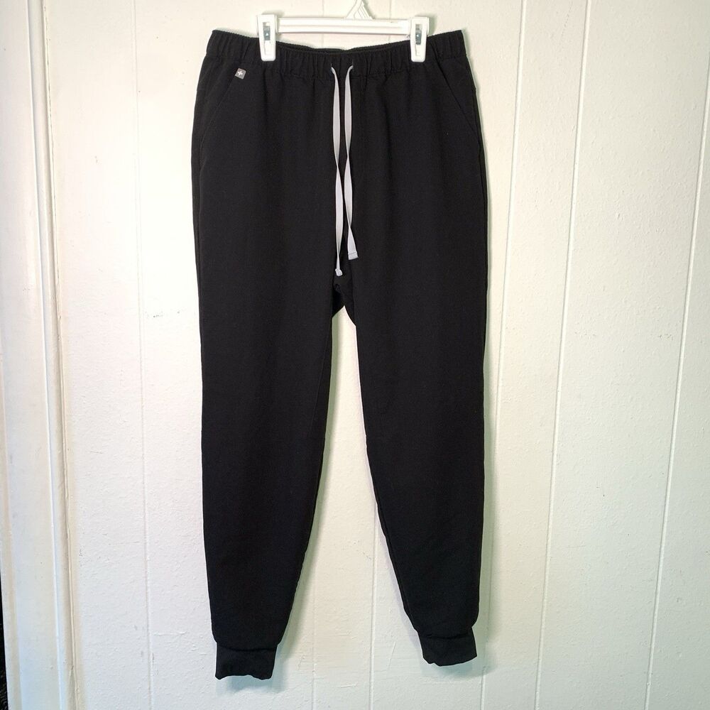 FIGS Technical Collection‎ Medium Scrub Pants Black Joggers Pockets Drawstring